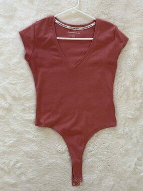 Calvin Klein Rust V-Neck Bodysuit